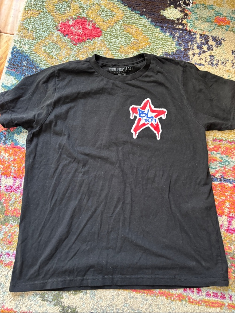 Baseball Lifestyle 101 Kids Black Short Sleeve Tee - size XL